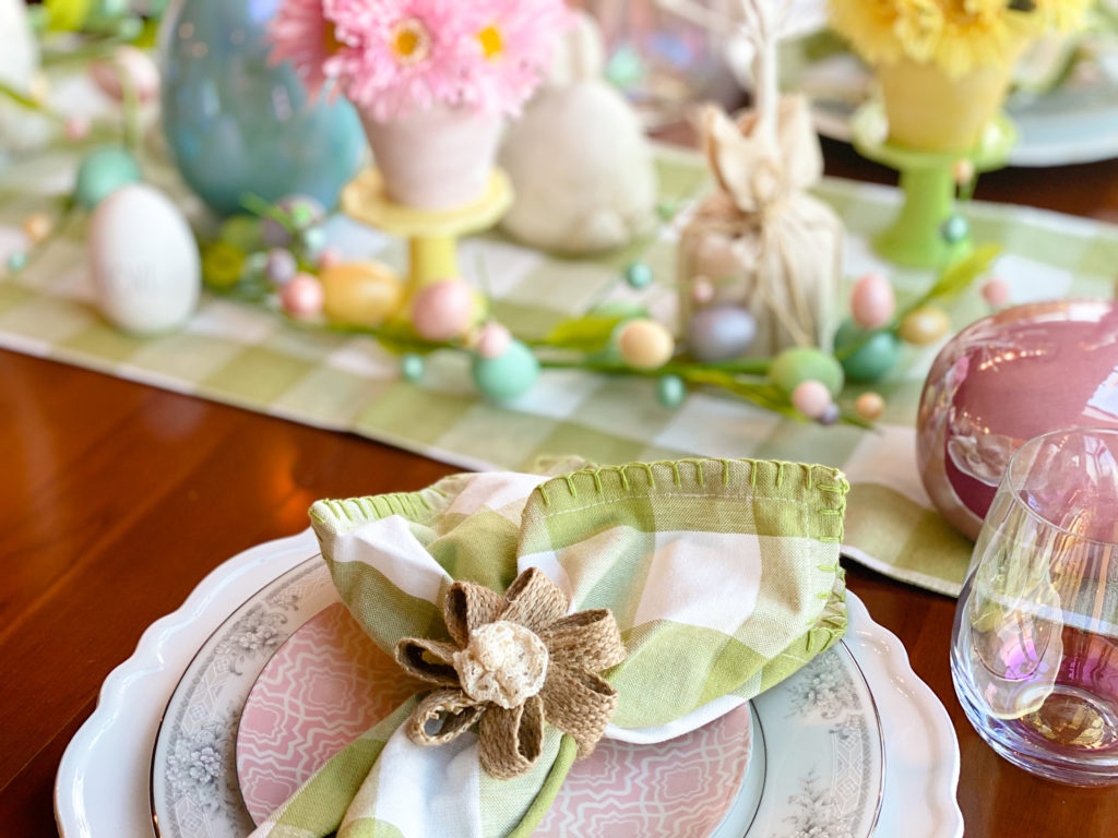 Colorful Easter Tablescape Setup