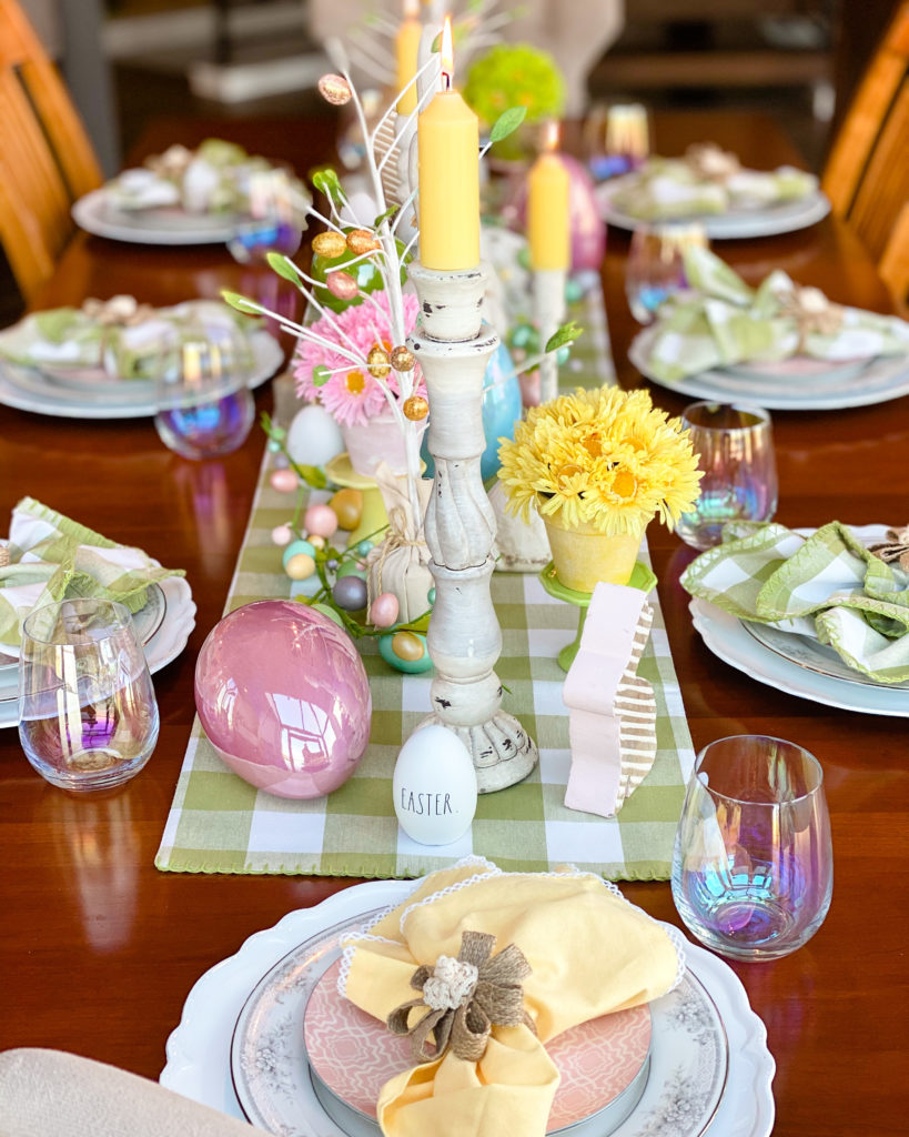 Colorful Easter Tablescape Setup