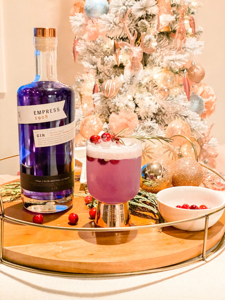 Holiday Gin Fizz, gin, and cherries 