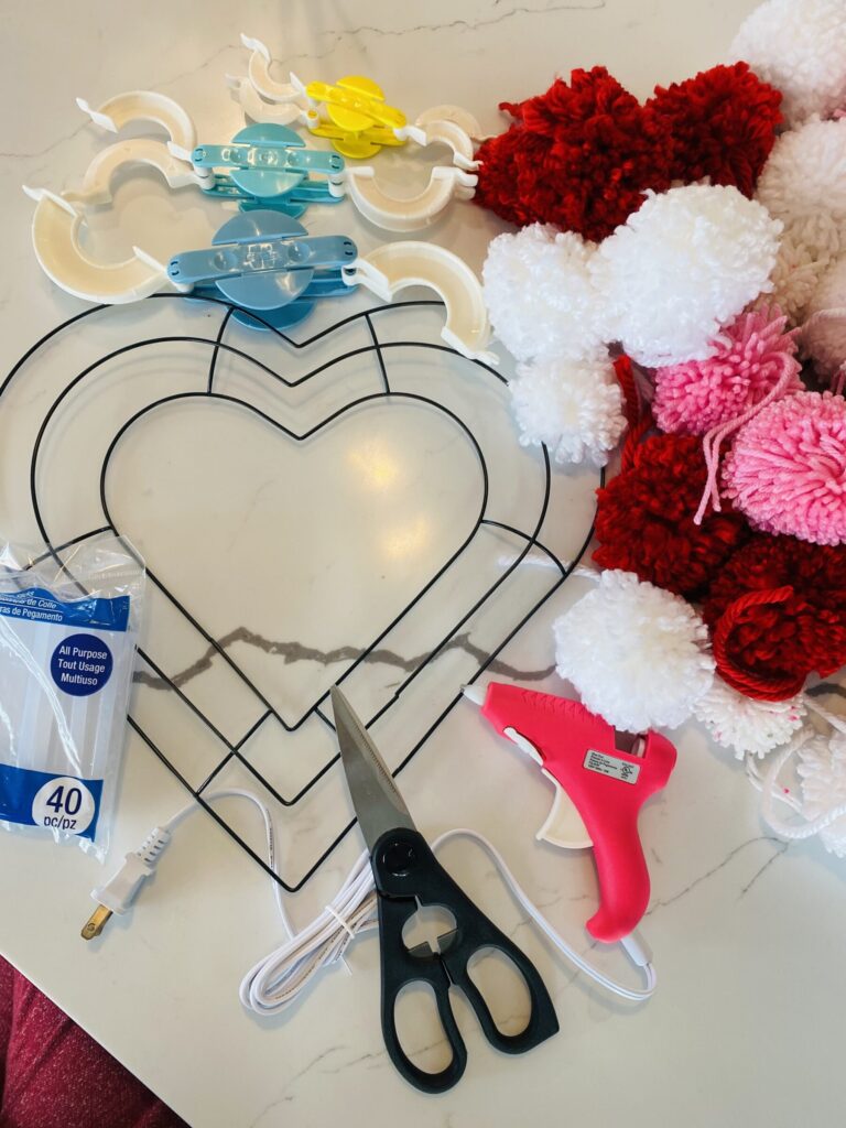 DIY Pom Heart Valentine Wreath