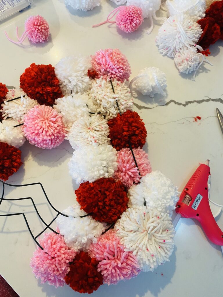 Pom Pom Heart Wreath • Stencil - a DIY Craft Studio
