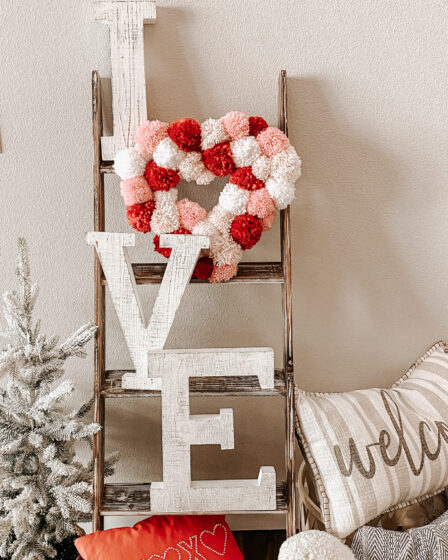 DIY Pom Heart Valentine Wreath