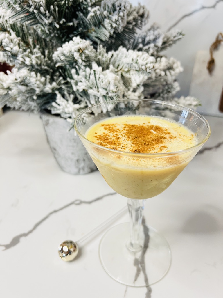 eggnog martini as one of the Christmas cocktails 